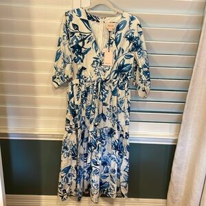 Figue dress blue and cream floral size 8